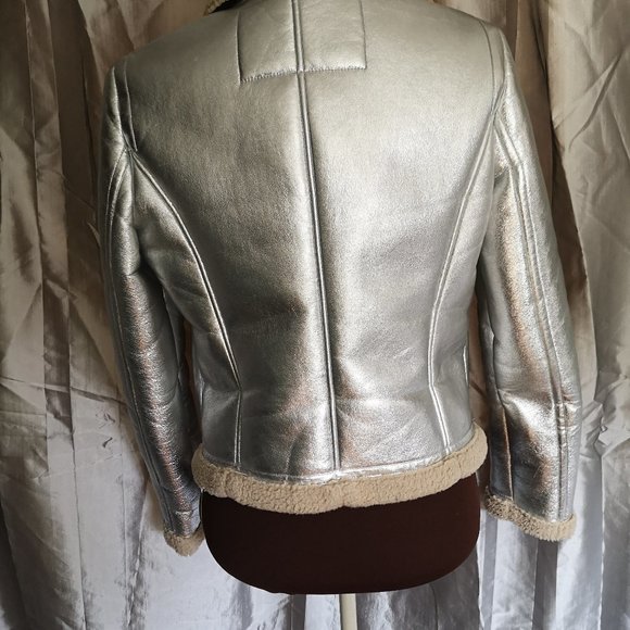 Vero Moda Kamia moto jacket. Silver, size smal - Picture 2 of 3